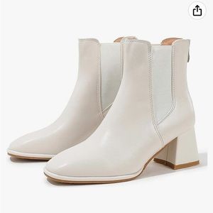 New vegan light ivory leather boot with rubber sole, size 7.5. Never worn.